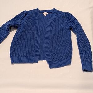 Cat And Jack Blue Sparkle Girls M 7/8 Open Sweater